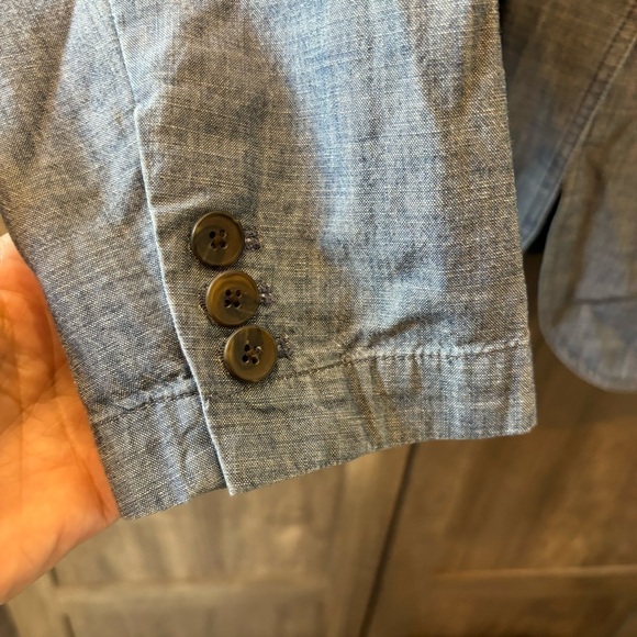 NWOT Lands End 20W Blazer Jacket Cotton Chambray Blue One Button - Picture 4 of 10